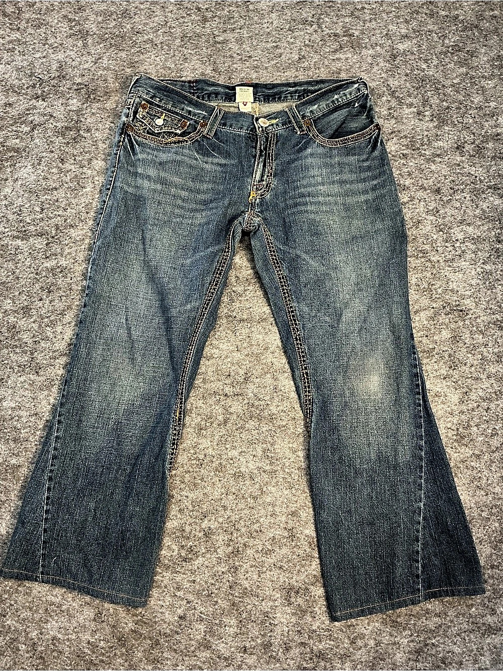 True Religion Joey Big T Flare Jeans in Blue Size 36x34